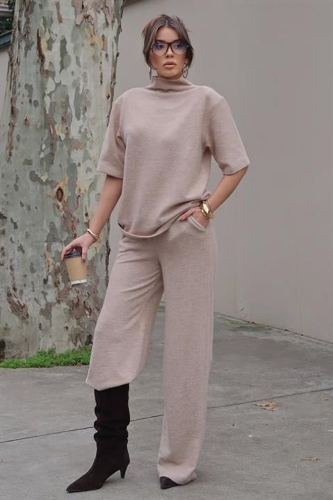 Sobe Istanbul Бежевый Элегантный Повседневный Палаццо Комплект Оптовая продажа одежды Скромный