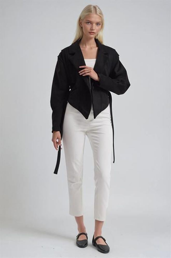 Sobe Istanbul Яке Черно Едноредов Блейзер Дрехи на едро Небрежен