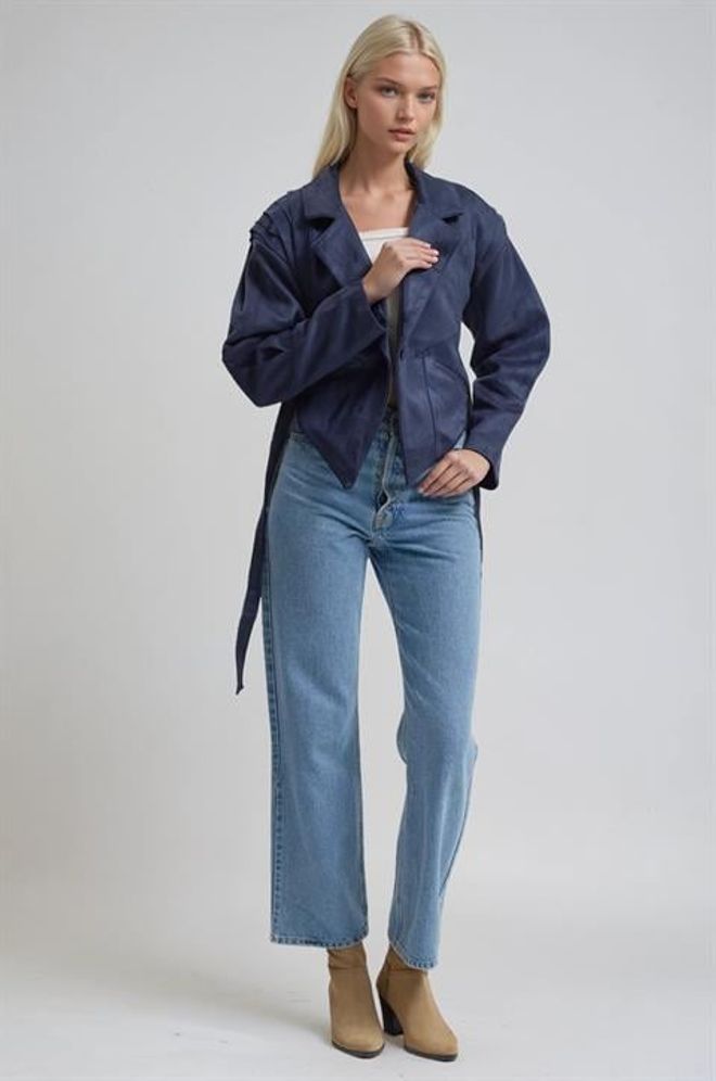 Sobe Istanbul Bunda Navy Blue Elegantný Jednoradové Sako Veľkoobchod s oblečením Neformálny