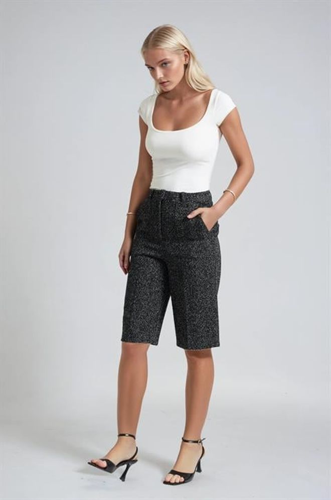 Sobe Istanbul Black Herringbone Culottes Pants Wholesale Clothing Formal