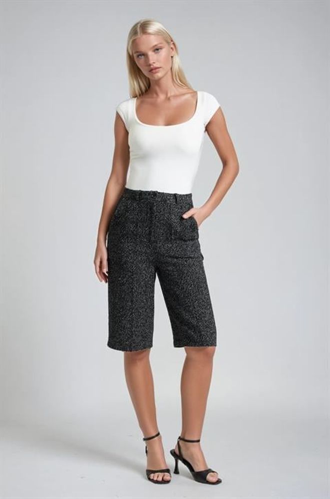 Sobe Istanbul Black Herringbone Culottes Pants Wholesale Clothing Spring