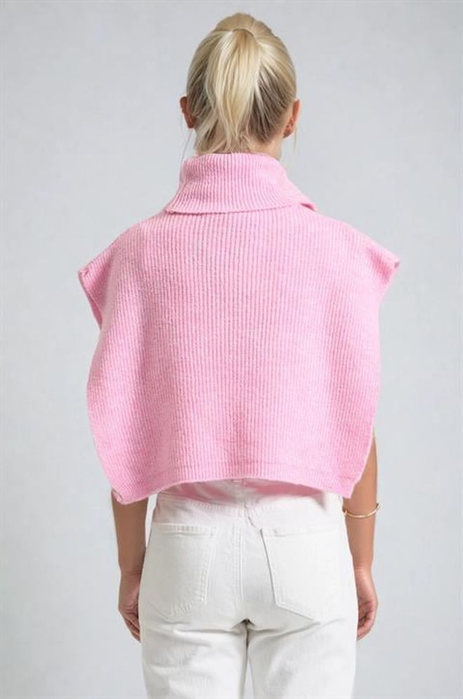 Sobe Istanbul Pink Sleeveless Turtle Neck Crop Sweater Wholesale Clothing 5