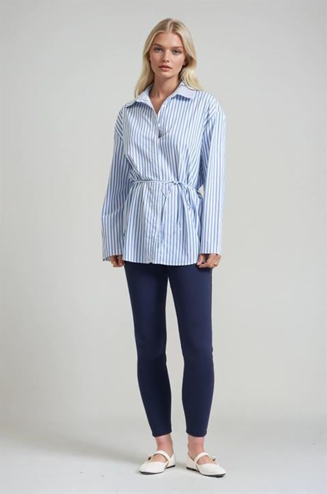 Sobe Istanbul White Striped Long Sleeve Shirt Wholesale Clothing Spring