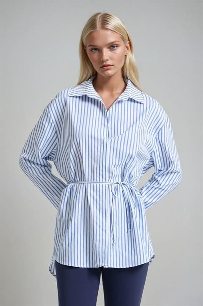 Sobe Istanbul White Striped Long Sleeve Shirt Wholesale Clothing 1