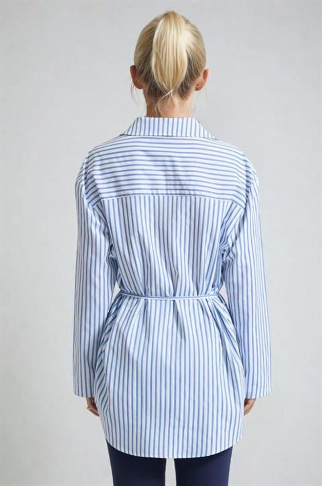 Sobe Istanbul White Striped Long Sleeve Shirt Wholesale Clothing Work