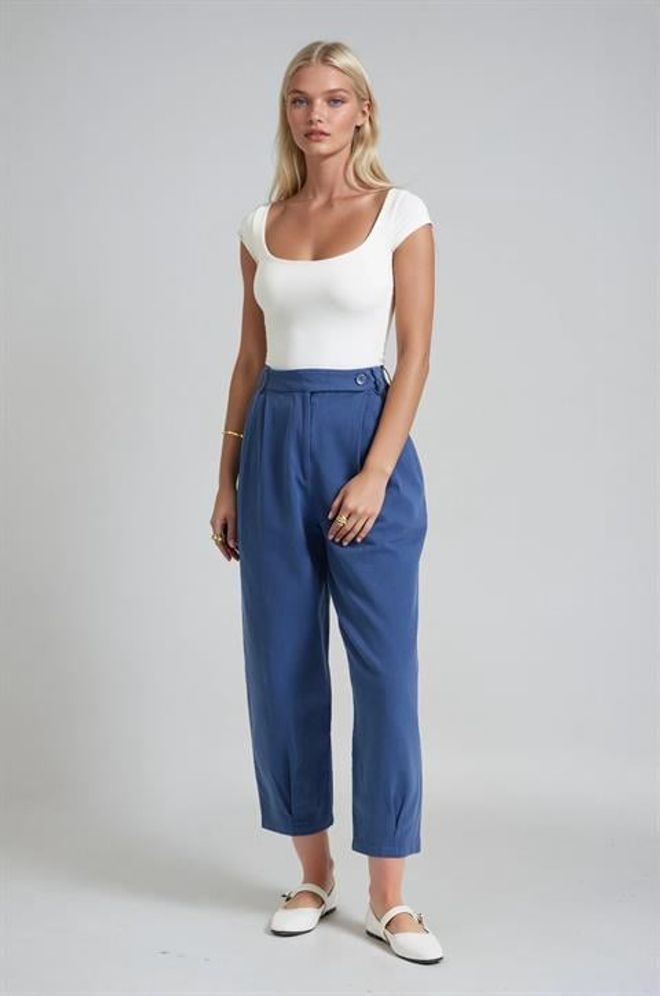 Sobe Istanbul Blauwe Casual Elegante Tapered Broek Groothandel Kleding Lounge