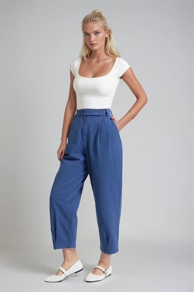 Sobe Istanbul Blauwe Casual Elegante Tapered Broek Groothandel Kleding Elegant