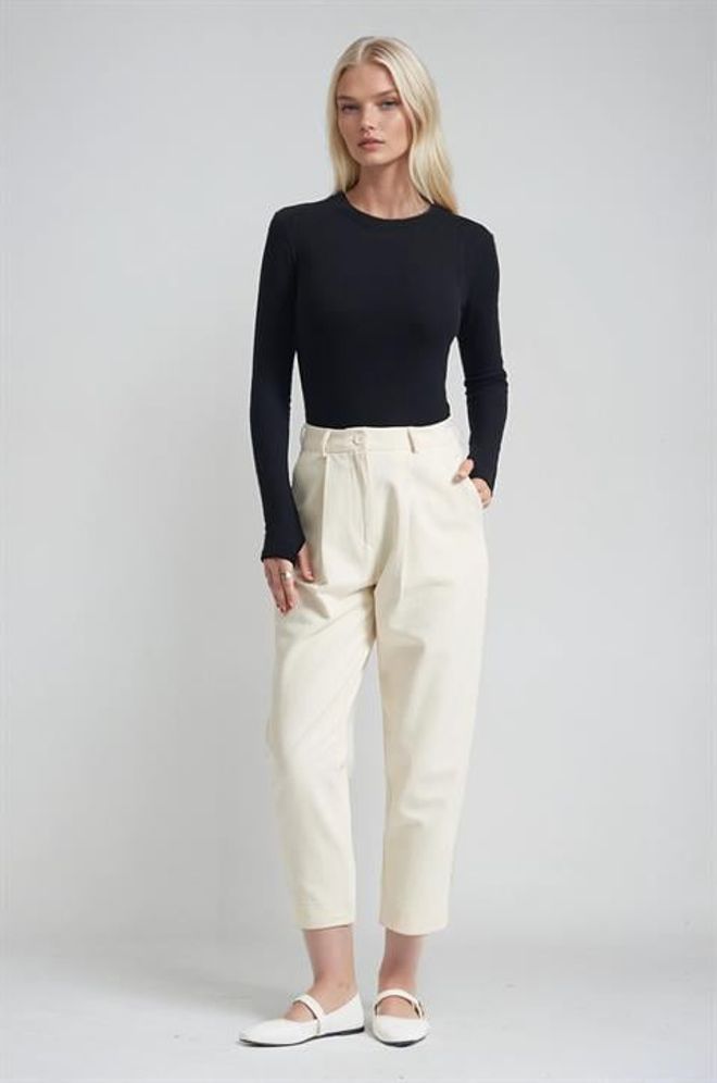 Sobe Istanbul Beige Mom Pants High Waist Cropped Straight Leg Wholesale Clothing 1