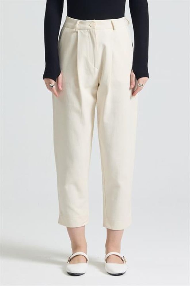 Sobe Istanbul Beige Mom Pants High Waist Cropped Straight Leg Wholesale Clothing Vintage