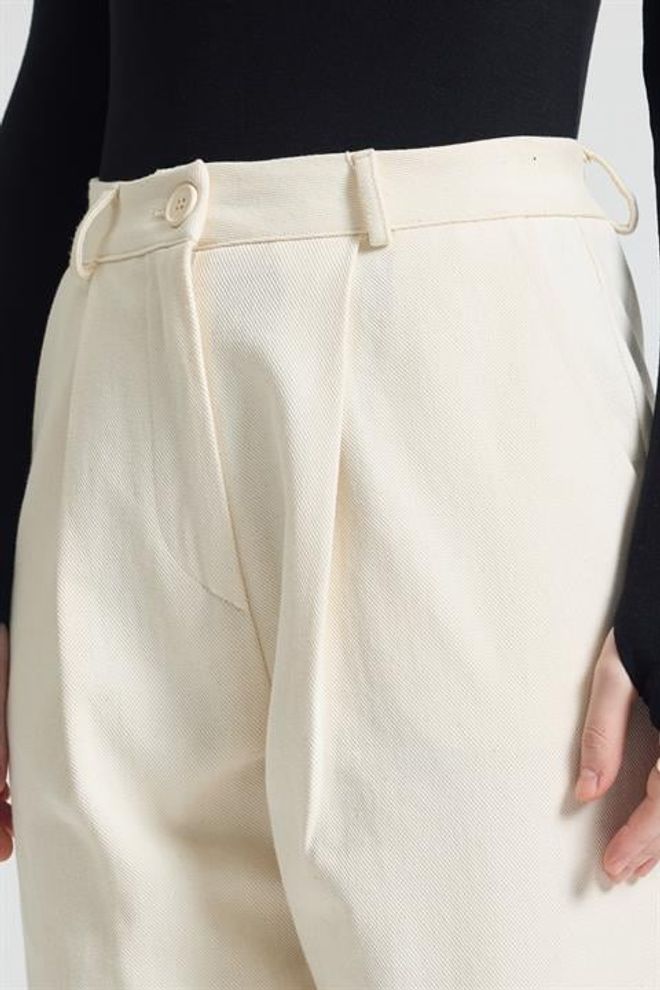 Sobe Istanbul Beige Mom Pants High Waist Cropped Straight Leg Wholesale Clothing Cocktail