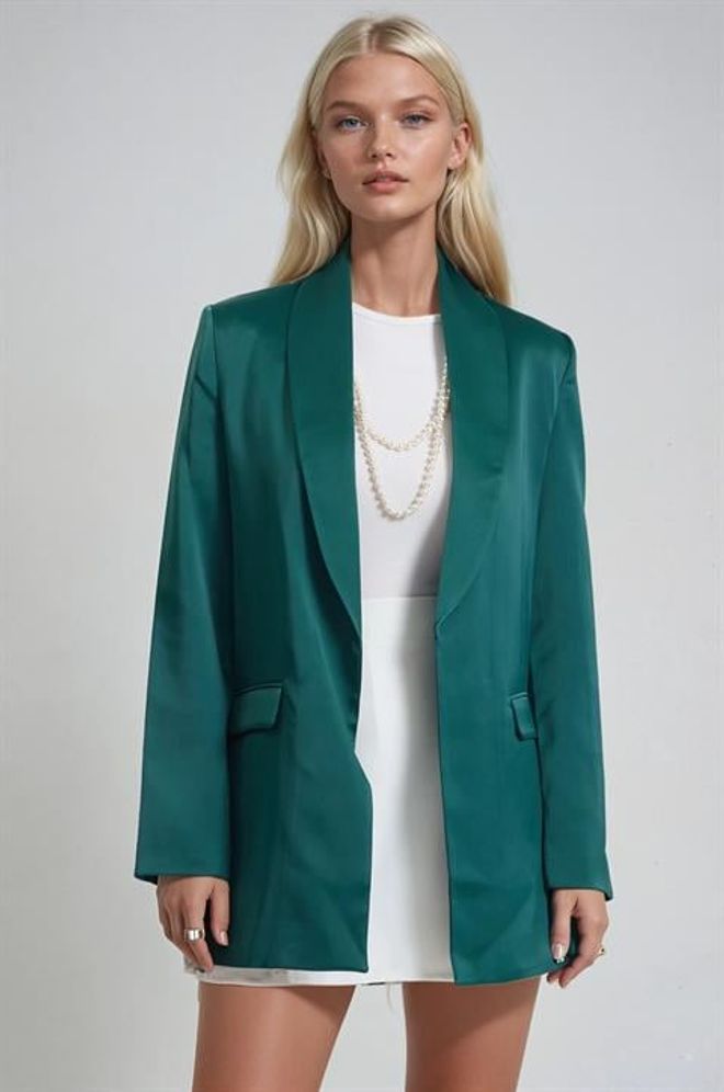 Sobe Istanbul Green Elegant Single Breasted Blazer Jacket Wholesale Clothing 1