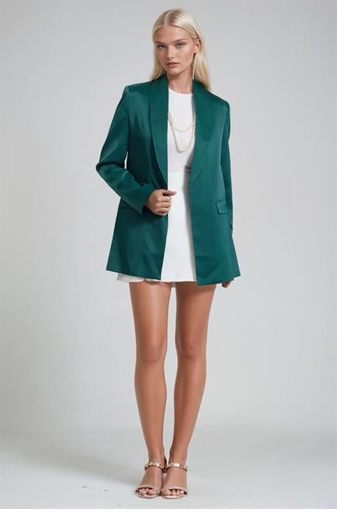 Sobe Istanbul Green Elegant Single Breasted Blazer Jacket Wholesale Clothing Spring
