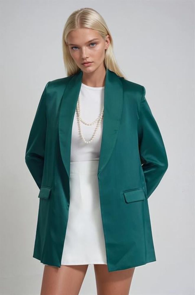 Sobe Istanbul Green Elegant Single Breasted Blazer Jacket Wholesale Clothing Work