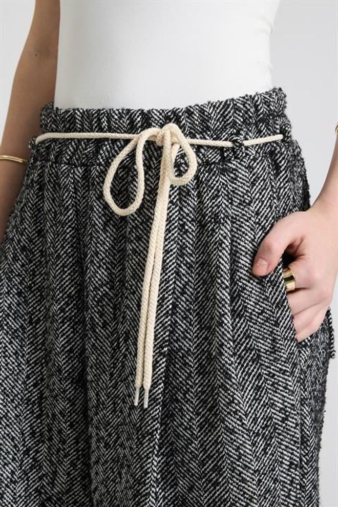 Sobe Istanbul Grey Palazzo Pants High Waist Wide Leg Drawstring Wholesale Clothing Work