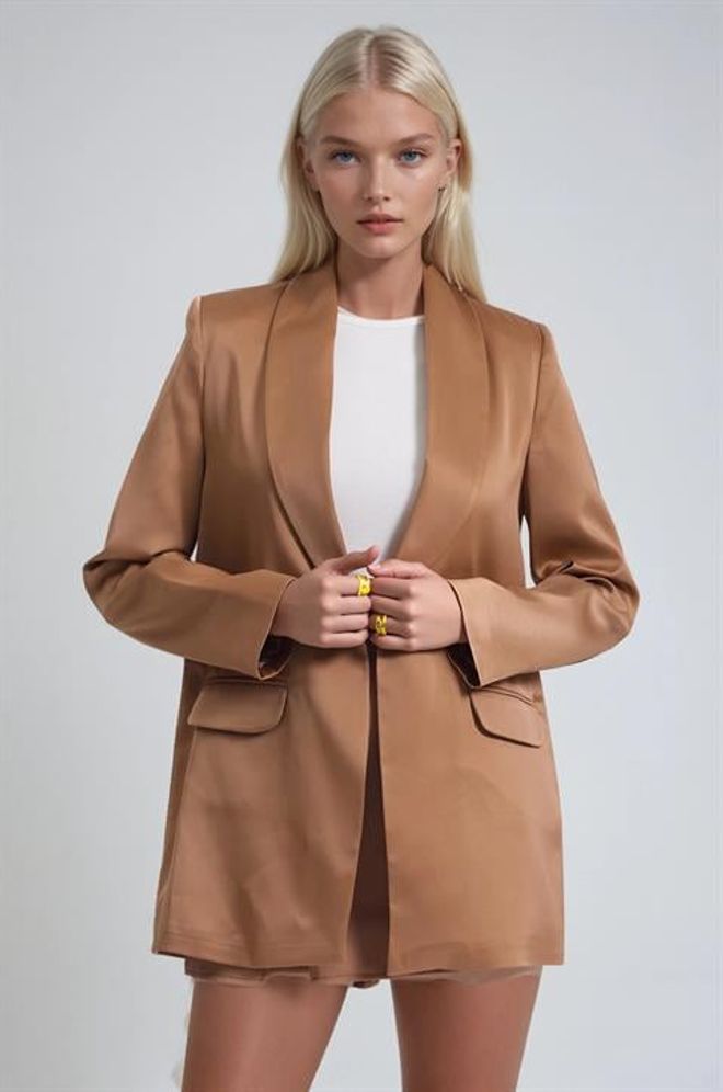 Sobe Istanbul Коричневый Элегантный Однобортный Пиджак Куртка Оптовая продажа одежды Винтаж