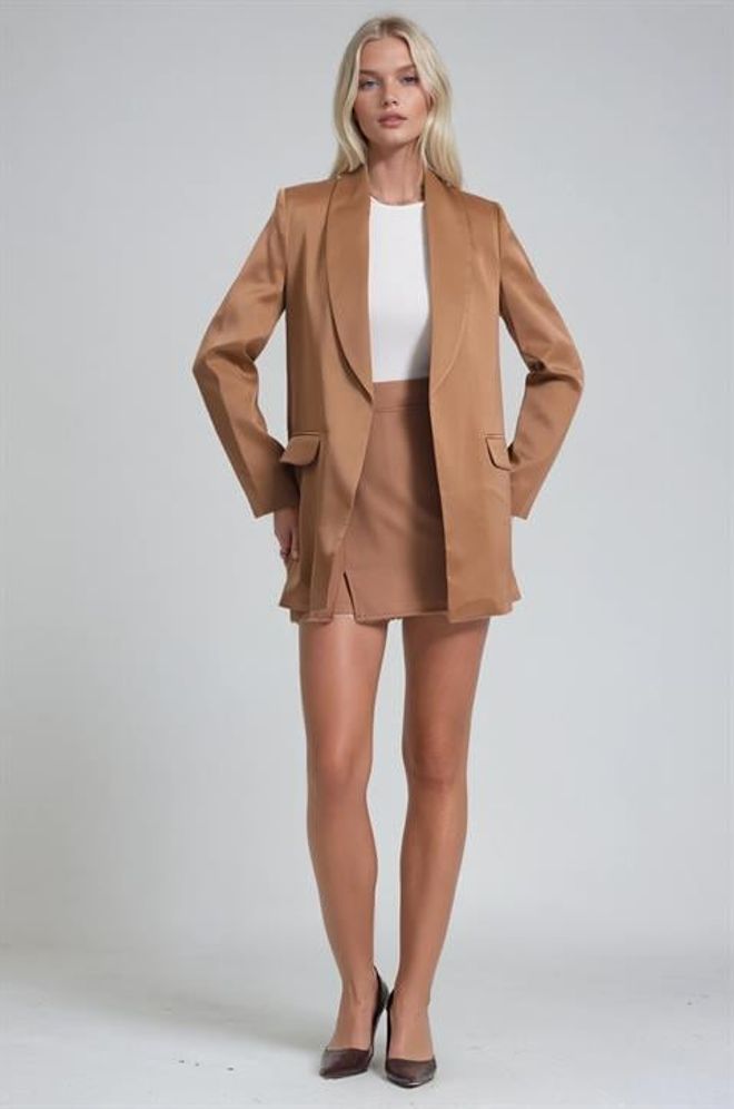 Sobe Istanbul Brown Elegant Single Breasted Blazer Jacket Wholesale Clothing Work