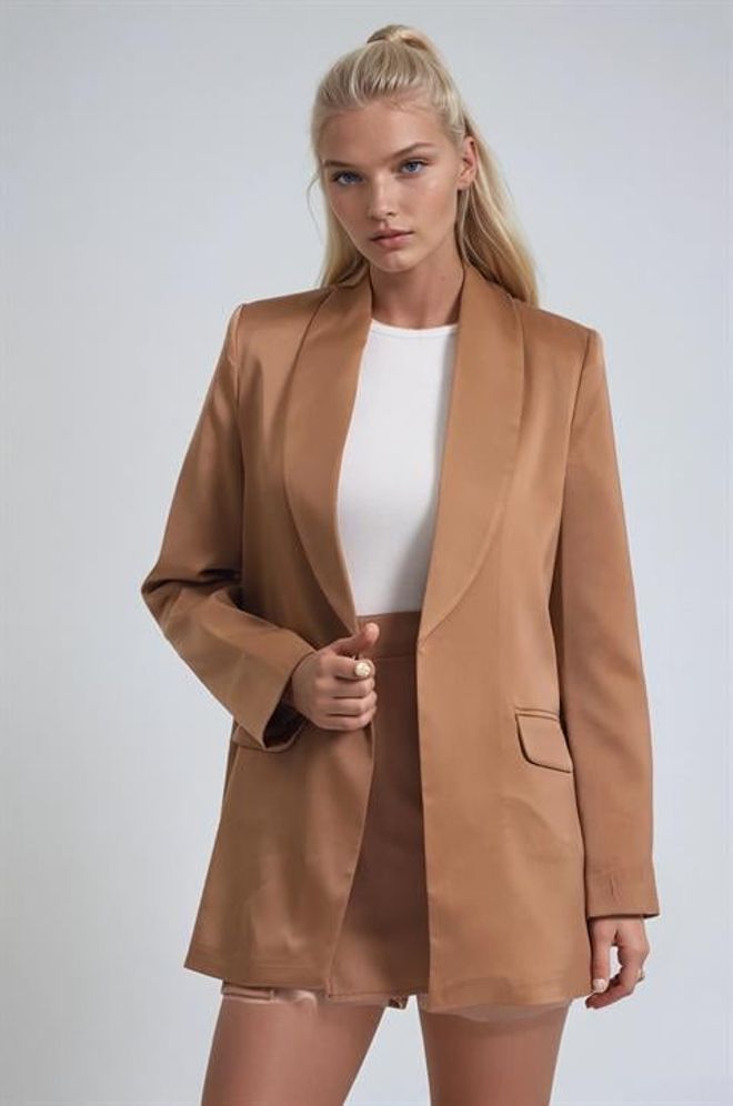 Sobe Istanbul Brown Elegant Single Breasted Blazer Jacket Wholesale Clothing 1