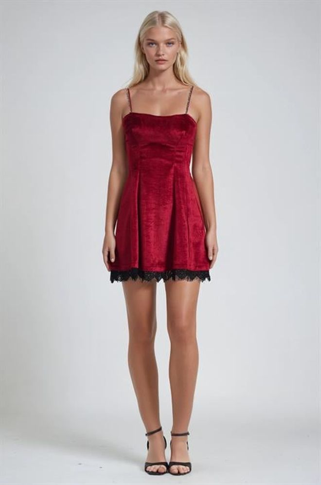 Sobe Istanbul Bordowa Elegancka Sukienka Skater Bez Rękawów Hurtowa sprzedaż odzieży Seksowny
