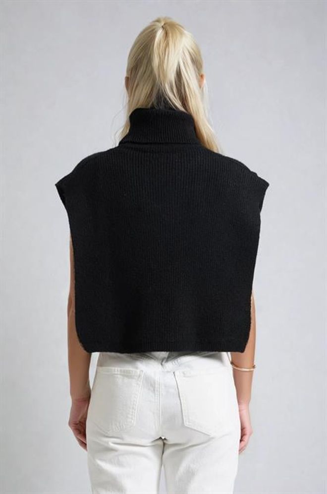 Sobe Istanbul Black Sleeveless Turtle Neck Crop Sweater Wholesale Clothing 5