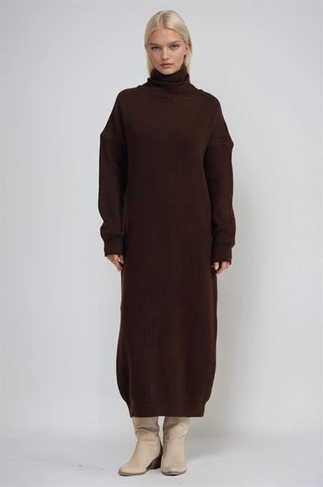 Sobe Istanbul Ruda Midi Megztinis Su Vėžlio Kaklu Didmeninė prekyba drabužiais Apykaklė su įkirpimu