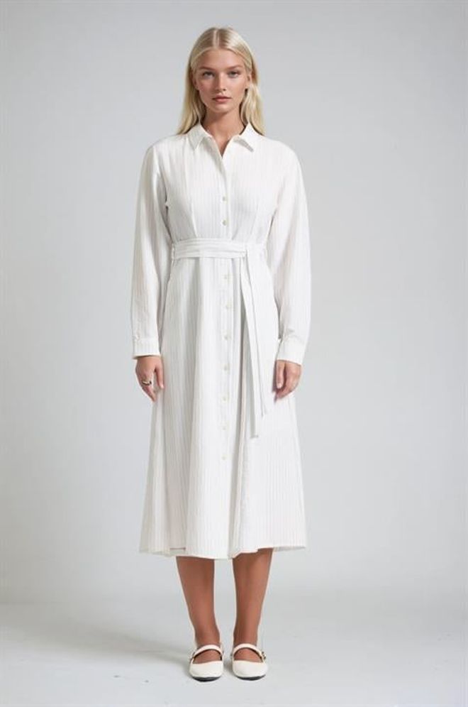 Sobe Istanbul Белое Полосатое Скромное Платье рубашка С Длинными Рукавами Оптовая продажа одежды Скромный