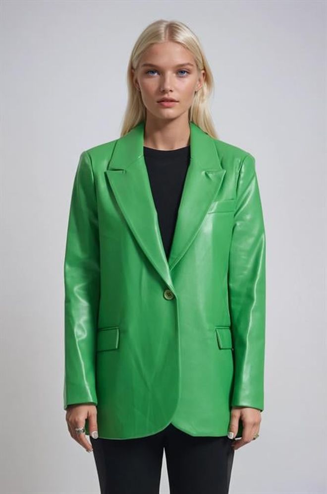 Sobe Istanbul Зеленая Однобортная Куртка Оптовая продажа одежды Повседневный