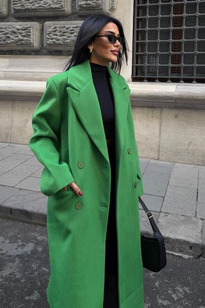 Sobe Istanbul Green Elegant Single Breasted Coat Wholesale Clothing Work