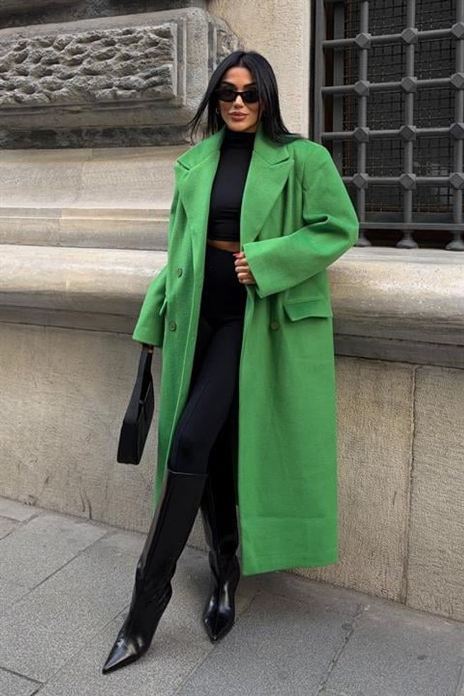 Sobe Istanbul Green Elegant Single Breasted Coat Wholesale Clothing 1