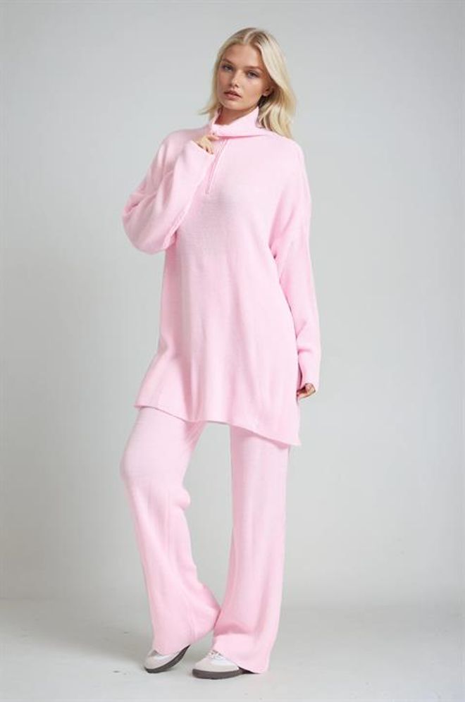 Sobe Istanbul Set Pembe Gündelik Spor Giyim Kapüşonlu Yakalı Toptan Giyim Bahar