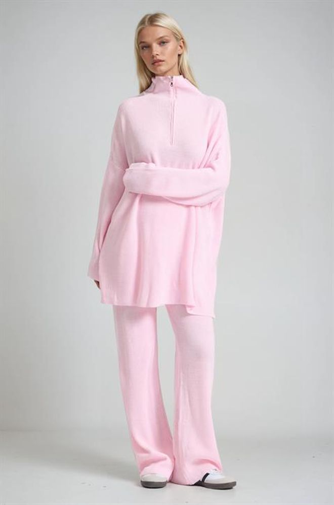 Sobe Istanbul Set Pembe Gündelik Spor Giyim Kapüşonlu Yakalı Toptan Giyim Spor Giyim