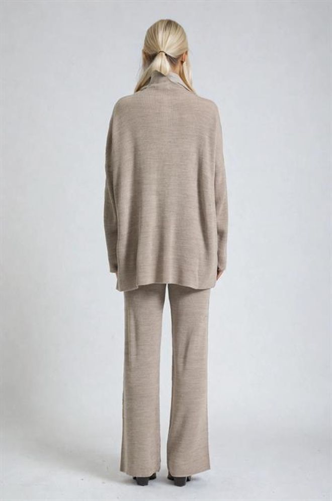 Sobe Istanbul Bej Set Gündelik Zarif Palazzo Fermuarlı Toptan Giyim İş