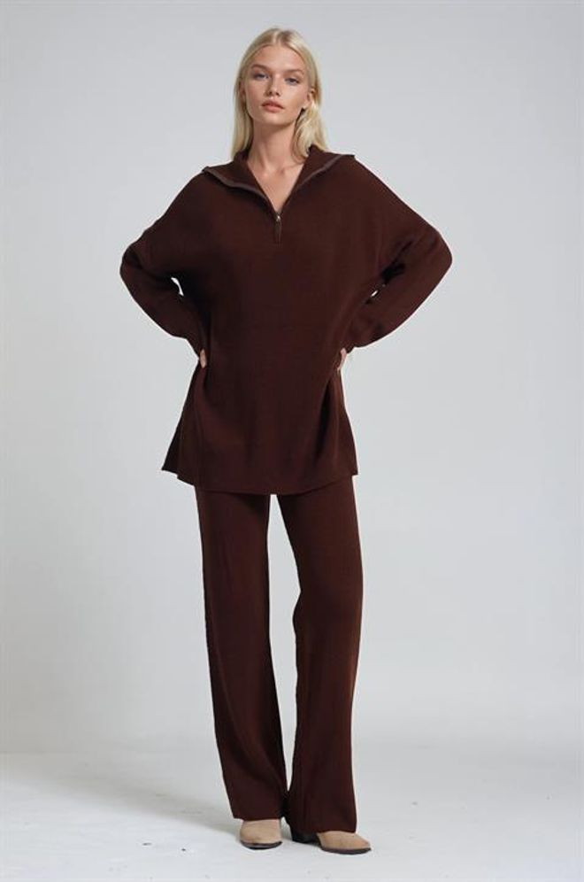 Sobe Istanbul Kahverengi Gündelik Tesettür Zarif Set Toptan Giyim 1