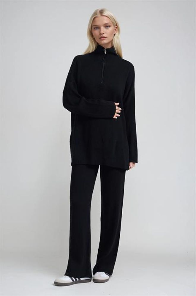 Sobe Istanbul Set Siyah Gündelik Spor Bol Kalıp Toptan Giyim Bahar