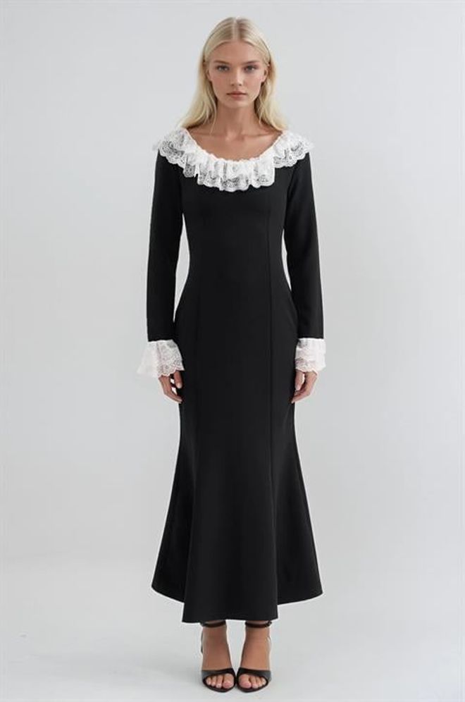 Sobe Istanbul Черное Элегантное Платье Подгонка И Расклешение Оптовая продажа одежды Винтаж