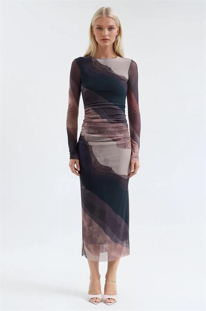 Sobe Istanbul Μαύρο Κομψό Μίντι Φόρεμα Bodycon Χονδρικό εμπόριο ενδυμάτων Επίσημο