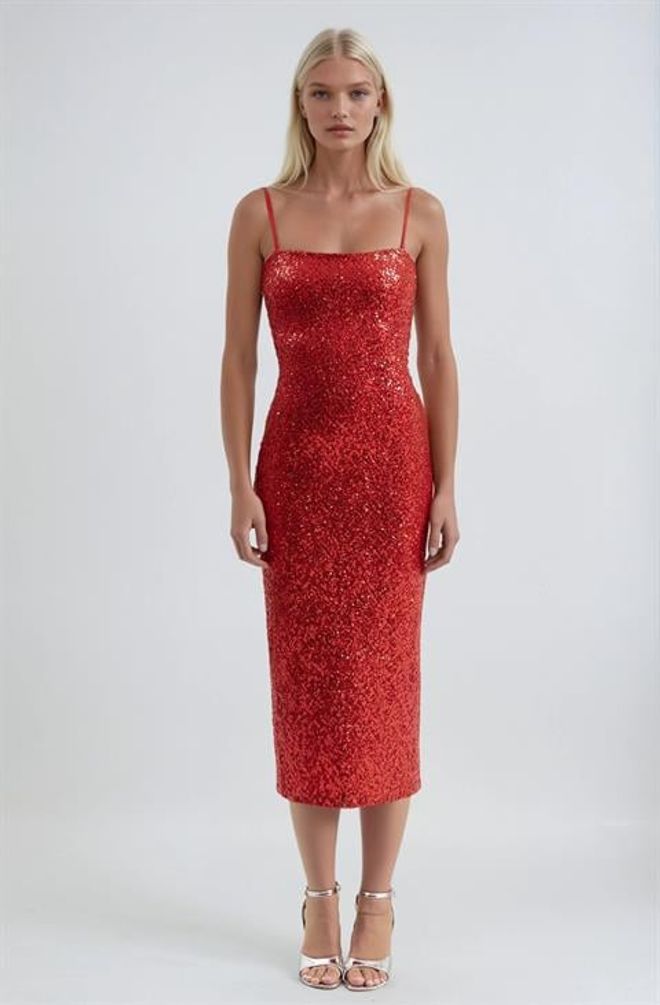 Sobe Istanbul Красное Сексуальное Формальное Платье С Блестками Оптовая продажа одежды Сексуальный