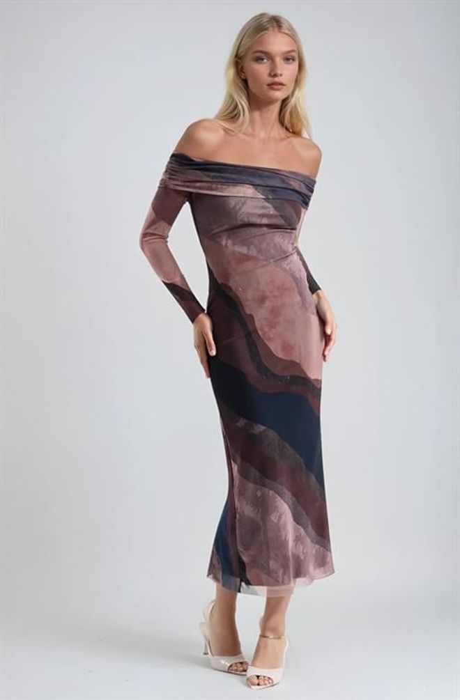 Sobe Istanbul Hnedá Sexy Elegantný Formálny Sheath Šaty Midi Veľkoobchod s oblečením Sexy