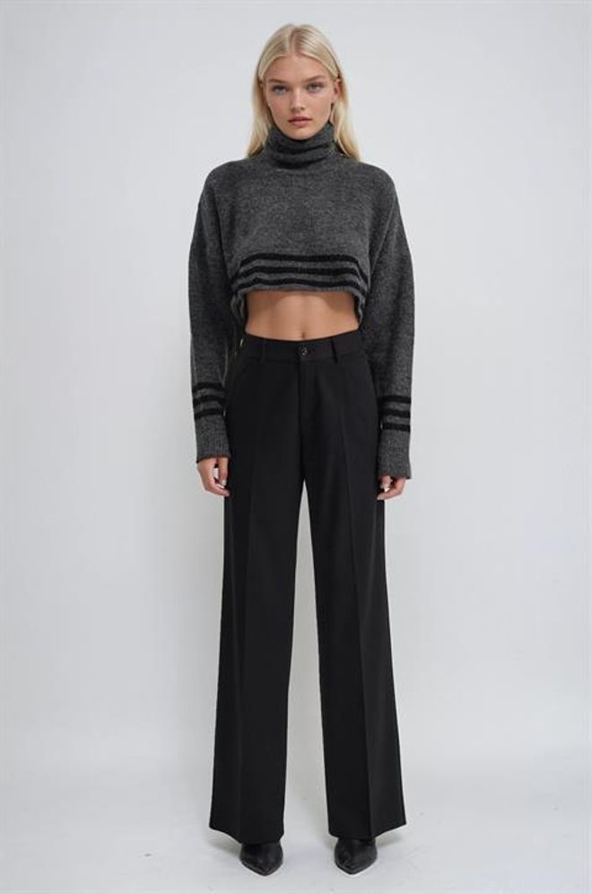 Sobe Istanbul Maglione Grigio Casual Oversize Con Collo A Tartaruga Abbigliamento all'ingrosso Casuale