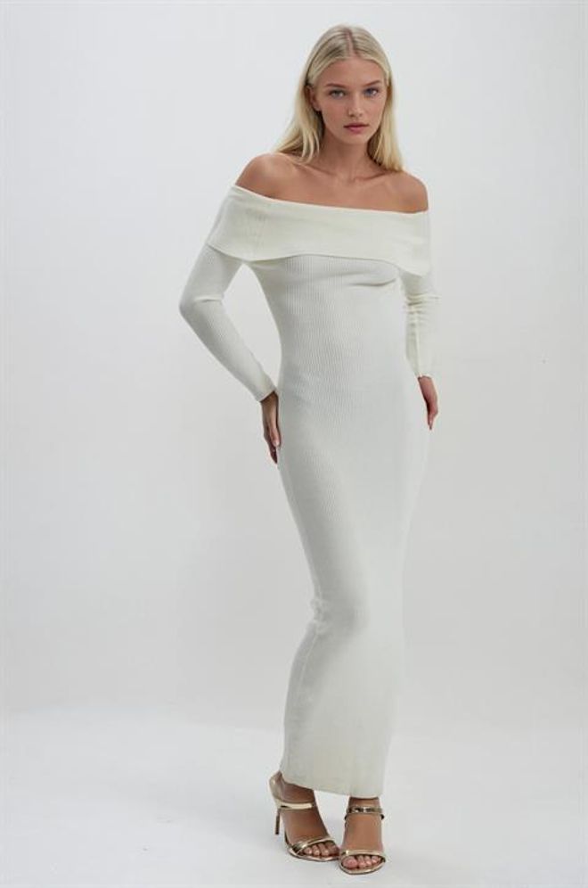 Sobe Istanbul Vestito Elegante Bianco Bodycon Con Collo Scollato E Lunghezza Fino Al Pavimento Abbigliamento all'ingrosso Sexy