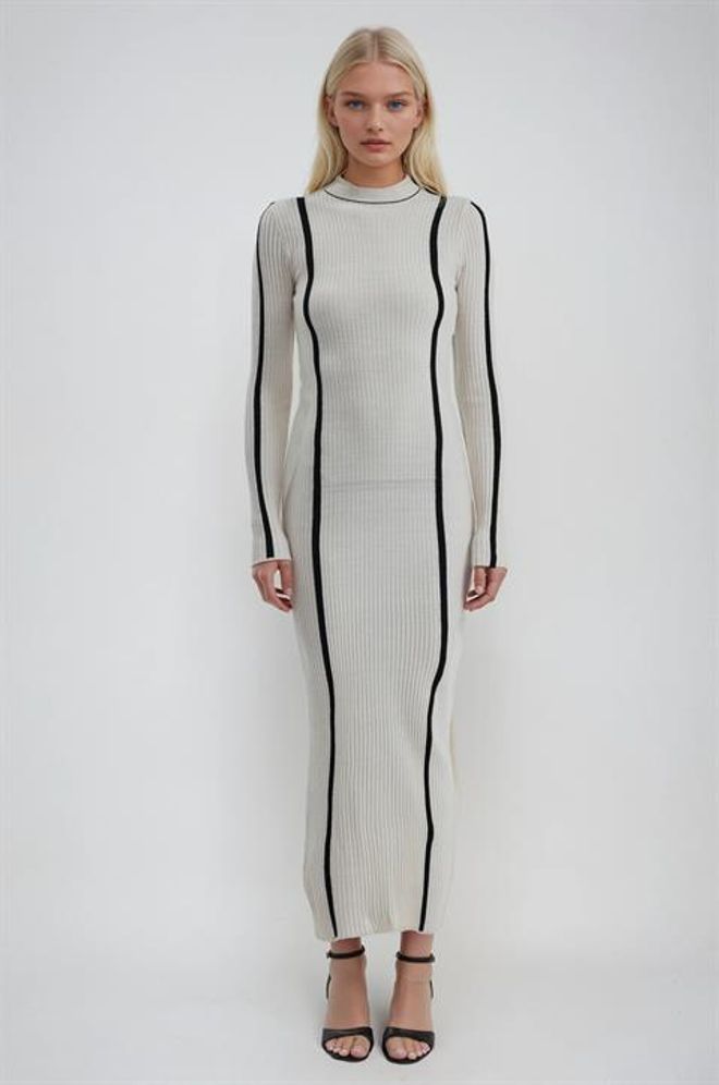 Sobe Istanbul Vestito Maglione Maxi Elegante Bianco Con Collo Alto Abbigliamento all'ingrosso Casuale