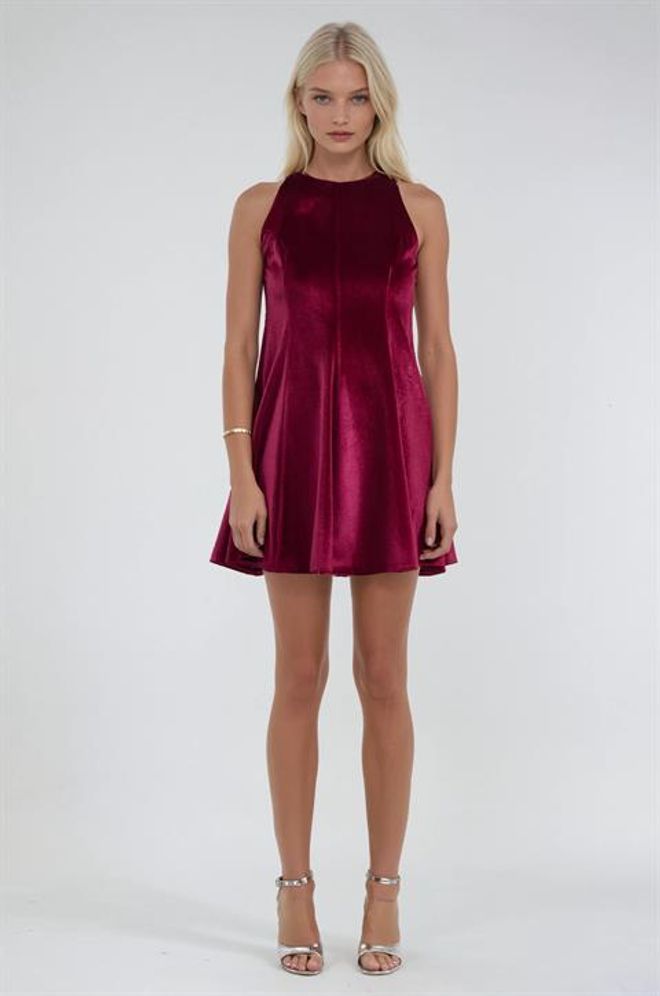 Sobe Istanbul Vestito Bordeaux Fit And Flare Mini Abbigliamento all'ingrosso Sexy