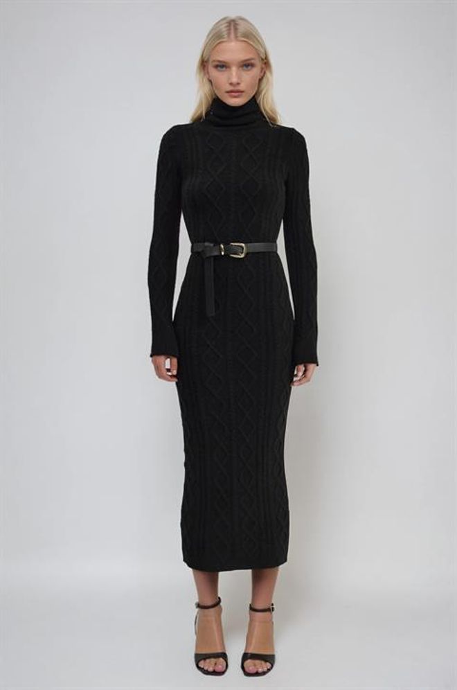 Sobe Istanbul Vestito Maglione Nero Formale Elegante Con Collo A Tartaruga Abbigliamento all'ingrosso Modesto