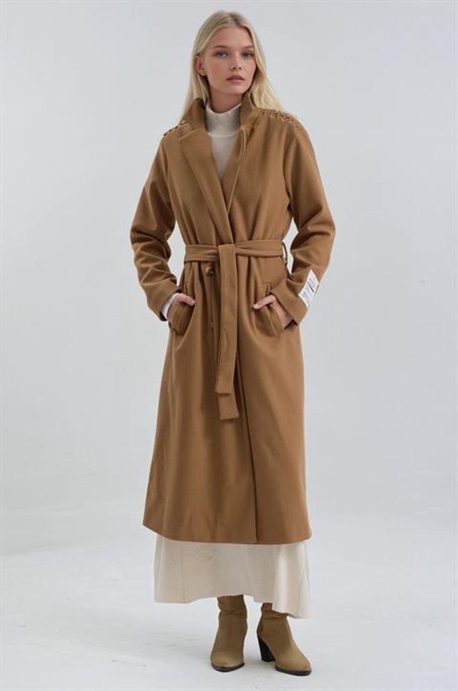 Sobe Istanbul Brown Elegant Single Breasted Oversized Coat Wholesale Clothing Spring
