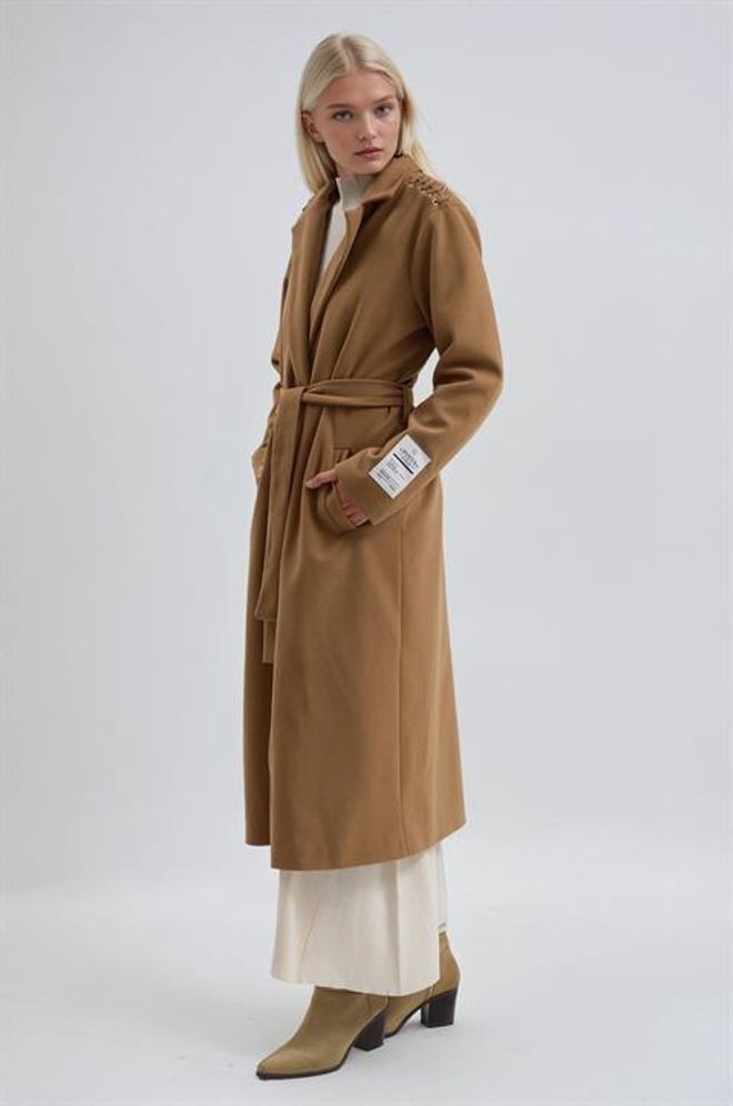Sobe Istanbul Brown Elegant Single Breasted Oversized Coat Wholesale Clothing Casual