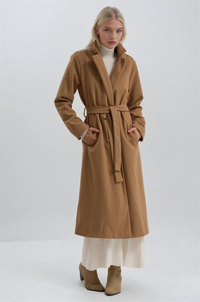 Sobe Istanbul Brown Elegant Single Breasted Oversized Coat Wholesale Clothing Lounge
