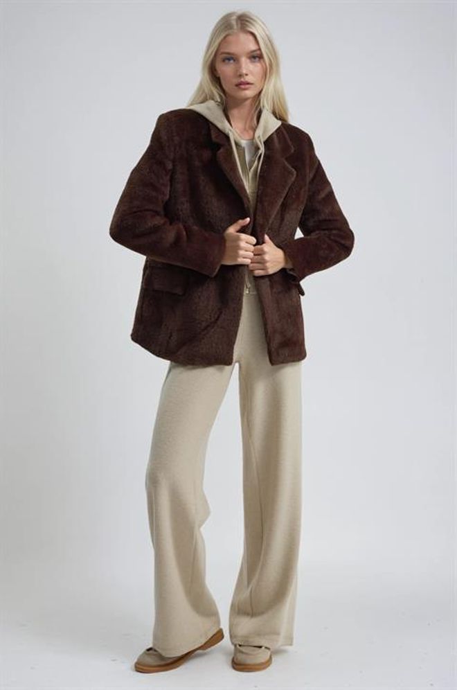 Sobe Istanbul Brown Single Breasted Blazer Jacket Wholesale Clothing Vintage