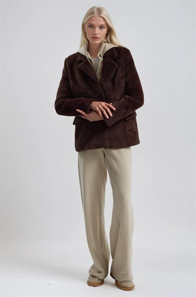 Sobe Istanbul Brown Single Breasted Blazer Jacket Wholesale Clothing 1