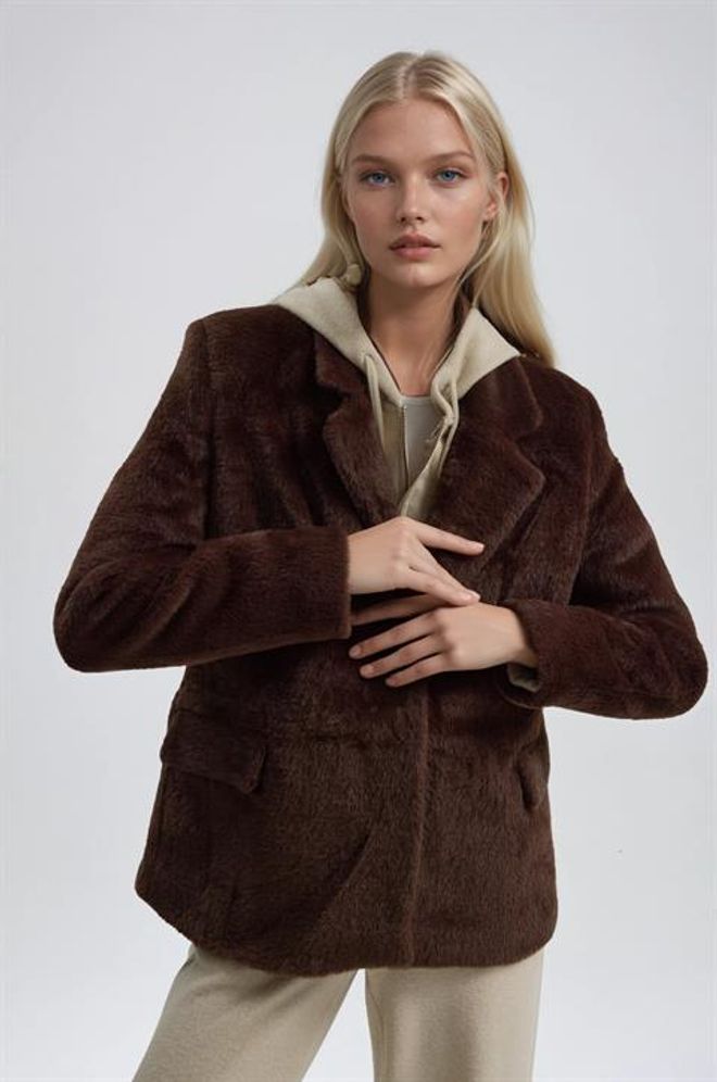 Sobe Istanbul Brown Single Breasted Blazer Jacket Wholesale Clothing Sexy