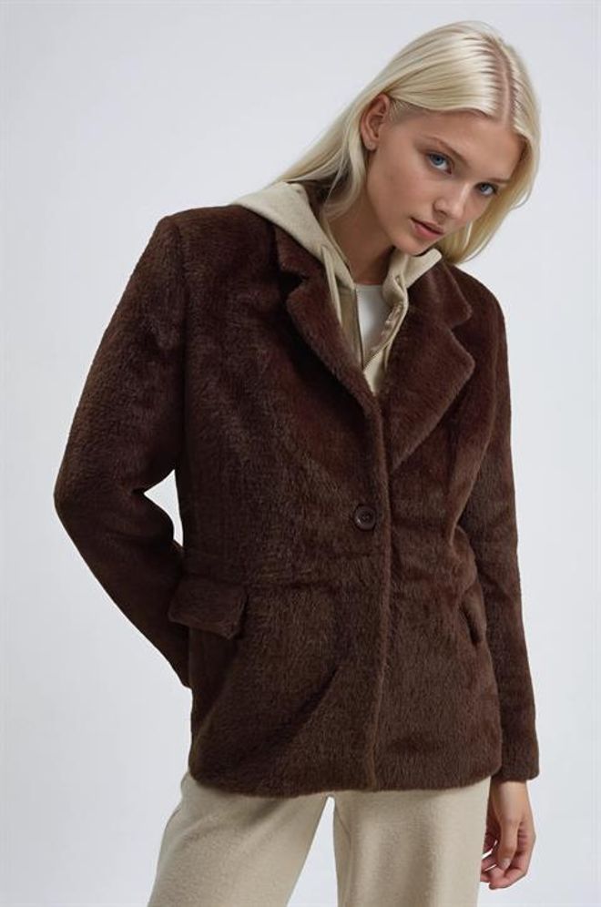 Sobe Istanbul Brown Single Breasted Blazer Jacket Wholesale Clothing Lounge