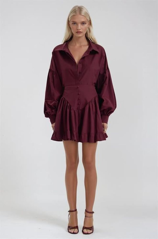 Sobe Istanbul Komplet Bordowa Czerwień Elegancki Dopasowany Zapięcie Na Guziki Hurtowa sprzedaż odzieży Klasyczny